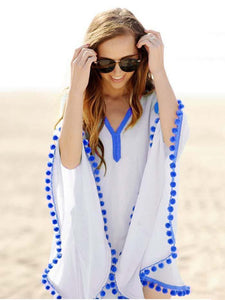 Simple Fashion with Tassels V Neck Beach Dress Mini Dress