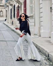 Load image into Gallery viewer, Bohemian Asymmetrical White Opened Flare Pants
