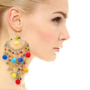 Bohemian statement ball hairpin exaggerated earrings pendant earrings