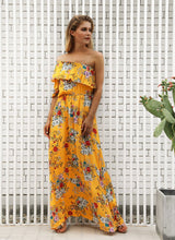 Load image into Gallery viewer, Summer Floral Print Off Shoulder High Waist Beach Maxi Dress