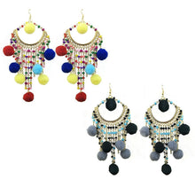 Load image into Gallery viewer, Bohemian statement ball hairpin exaggerated earrings pendant earrings