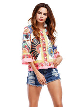 Load image into Gallery viewer, Bohemia Floral Printed Flared Sleeves Outwear Tops