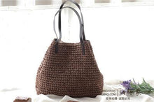 Load image into Gallery viewer, Straw Bag Beach Bag Grass Bag Simple Crochet Bag Rattan