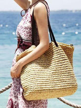 Load image into Gallery viewer, Straw Bag Beach Bag Grass Bag Simple Crochet Bag Rattan