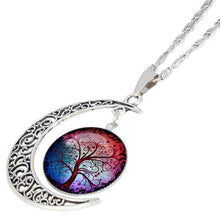 Load image into Gallery viewer, Colorful Hollow Tree of Life Necklaces Moon Pendant Necklace