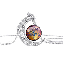 Load image into Gallery viewer, Colorful Hollow Tree of Life Necklaces Moon Pendant Necklace
