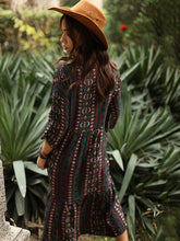 Load image into Gallery viewer, Bohemia Stripe Long Sleeve Side Split Maxi Dress