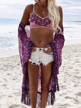 Load image into Gallery viewer, Chiffon Printed Tassel Cardigan Beach Bikini Cover Up