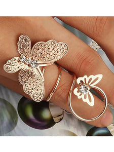 Gold Silver Sweet Butterfly Spring Ring