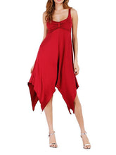 Load image into Gallery viewer, Women solid color strap halter deep V dress irregular evening dress skirt