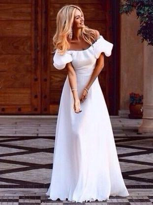 White Off Shoulder Evening Party Maxi Dress