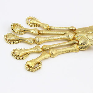 Exaggerated Metal Skeleton Skull Bracelet Ghost Claw with Finger Cuffs Halloween Accessories