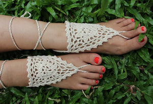 Handmade cotton thread flower anklet bracelet - 2
