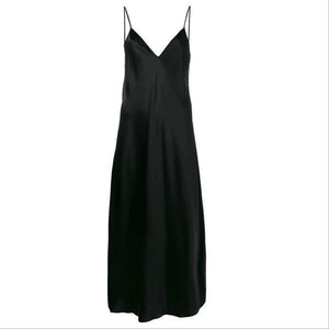 Big Size V-collar black Dress