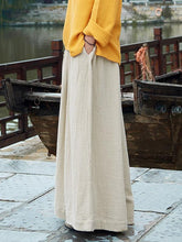 Load image into Gallery viewer, Linen Cotton Solid Color Wide Leg Pants