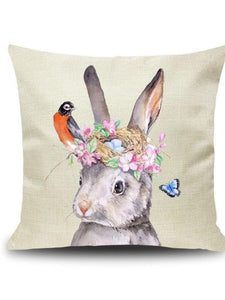 Linen Easter Cute Rabbit Pillow Pillowcase Home Decoration