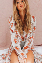 Load image into Gallery viewer, Floral Chiffon Long Sleeve Beach Maxi Dress