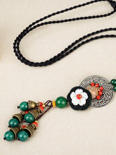 Load image into Gallery viewer, Retro Wild National Style Shell Flower Dried Bluestone Necklace