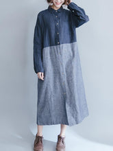 Load image into Gallery viewer, Loose Linen Cotton Pockets Button Casual Dress