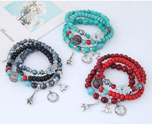 Bohemian Ethnic Style Multi-Layer Elastic Beaded Winding Bracelet