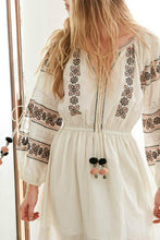 Load image into Gallery viewer, High quality hollow embroidery fringed waist ball strap full sleeve long Bohemia dress