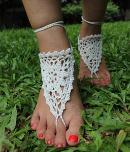 Handmade cotton thread flower anklet bracelet - 2