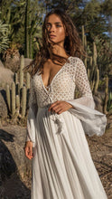 Load image into Gallery viewer, Lace Hollow Trumpet Sleeve Sunscreen Beach Dress
