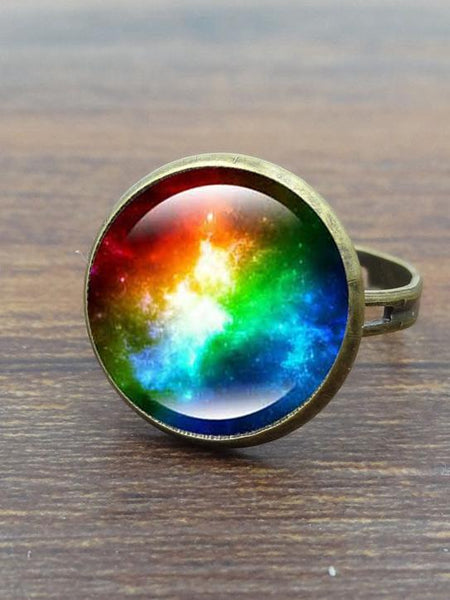 Starry Time Gemstone Adjustable Bronze Ring