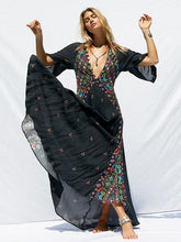 Load image into Gallery viewer, Print Deep V Neck Bohemia Beach Maxi Dress