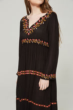 Load image into Gallery viewer, Elegant V Neck Long Sleeve Embroidered Bohemia Maxi Long Dress