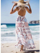 Load image into Gallery viewer, Seaside Vacation Retro Beach Big Swing Halterneck Split Dress