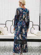 Load image into Gallery viewer, Floral Print V Neck Long Sleeve Beach Maxi Dress