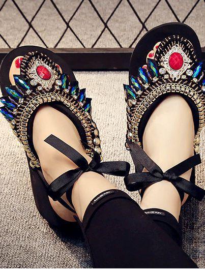 Bohemian Slipper Jewelry Vintage National Clip Toe Shoes