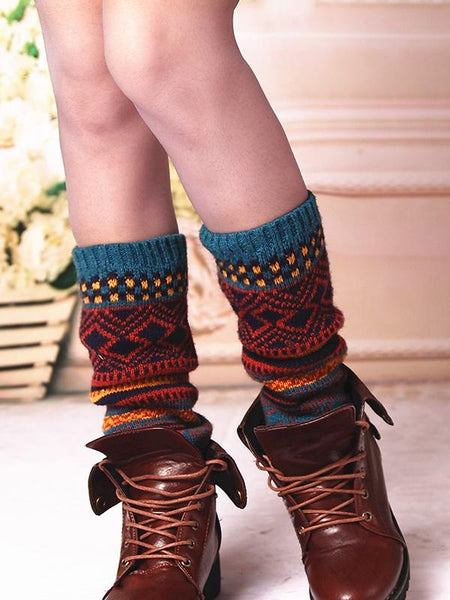 Winter Bohemian Boot Cuffs Knit Crochet Leg Warmers Socks