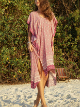 Load image into Gallery viewer, Casual Boho Bat Sleeve V Neck Summer Beach Midi Dress