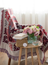 Load image into Gallery viewer, Reversible Woven Pattern Tassels Multi Purpose Sofa Cover Throw Blankets