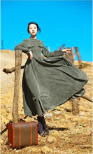 Load image into Gallery viewer, Big Hem High Waist Long Sleeve Corduroy Long Maxi Dress