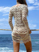 Load image into Gallery viewer, Sexy Knit Hollow Out Long Sleeve Swimwear Bikini Cover Up