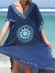 Embroidered Beach Dress Robe Holiday Dress Bikini Blouse Women's Sun Protection Clothing