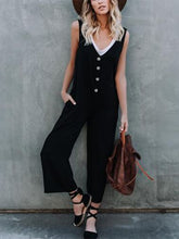 Load image into Gallery viewer, Casual V-Neck Solid Loose Wide Leg Jumpsuit Rompers