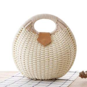 Natural Straw Woven Shell Clutch Beach Handbag