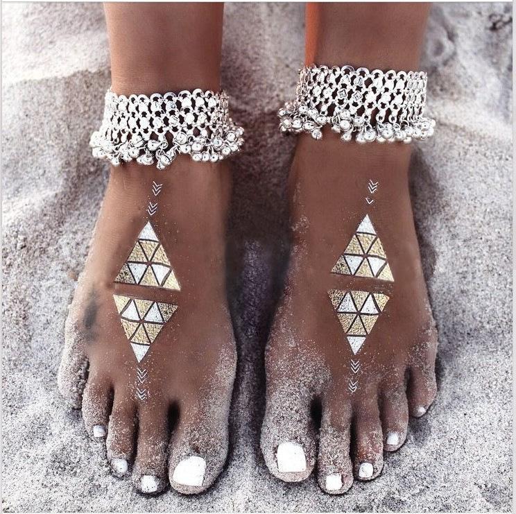 Exaggerated wild style small bells tassels women s foot accessories