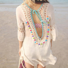Load image into Gallery viewer, Bohemia Hollow Bikini Blouse Vacation Beach Mini Dress