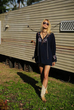Load image into Gallery viewer, Embroidered Long Sleeve Bohemia Beach Mini Dress