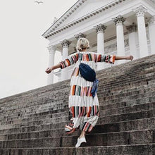 Load image into Gallery viewer, Round Neck Half Sleeve Color Block Casual Dress