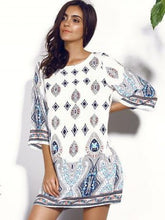 Load image into Gallery viewer, Bohemia Printed Backless Round-neck Mini Dress