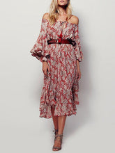 Load image into Gallery viewer, Pretty Bohemia Floral Off-shoulder Falbala Maxi Dress