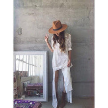 Load image into Gallery viewer, Embroidered White Long Sleeve Boho Dress