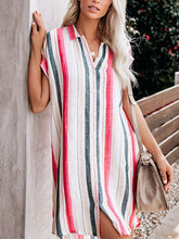 Load image into Gallery viewer, Casual Stripes Short Sleeve Above Knee Shirt Mini Dresses