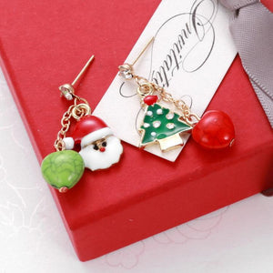 Festive Christmas Tree Santa Claus Stud Earrings